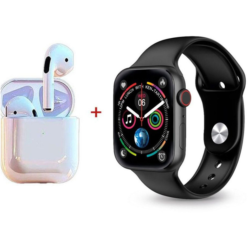 pack-montre-connectee-w26-pro-max-series-8-2-ceintures-earbuds-noir