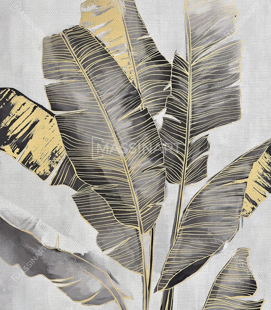 Tableau-decoratif-moderne-bananas-leaves-expressionism-decoration-artistique-design-salon-bureau-maroc-massinart-art