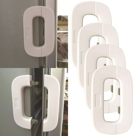 Child Safety Lock Clearance! 4 Pack Child Refrigerator Fridge Freezer Front Door Lock Side Proof Cabinet Locks Adhesive for Doors No Tools Need or Drill, Size_One size, Gray
